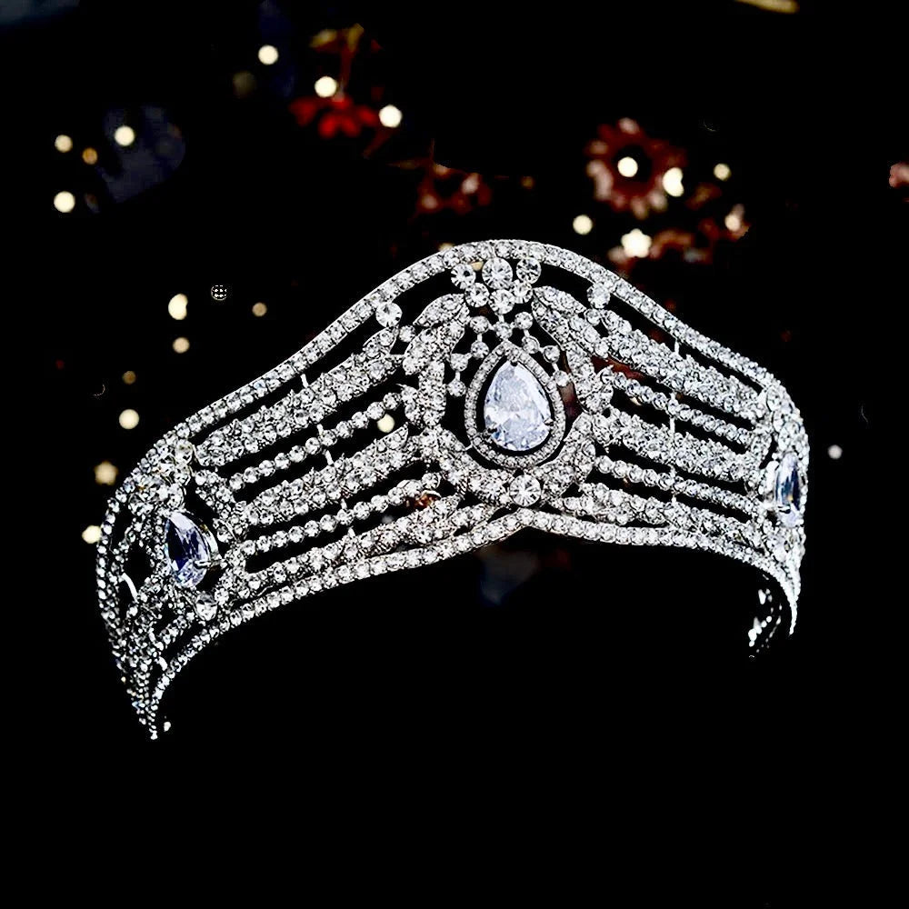 Olga Silver Rhinestone Wedding Tiara