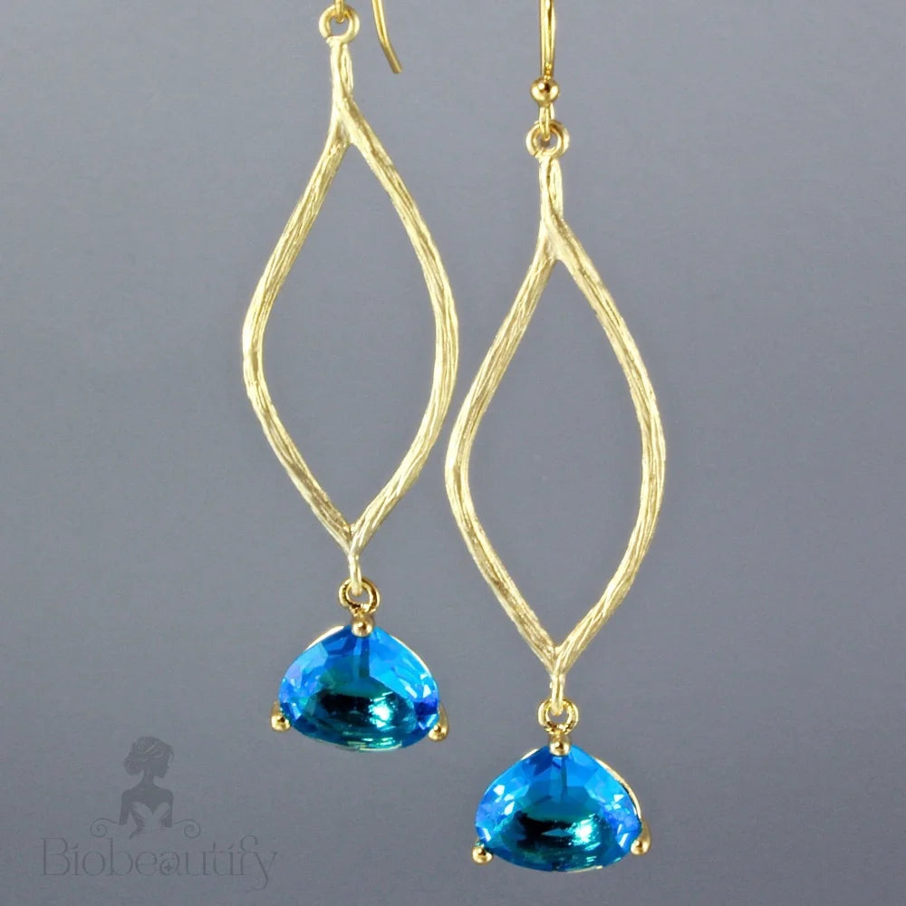 Ondine Blue Cubic Zirconia Earrings In Gold And Silver