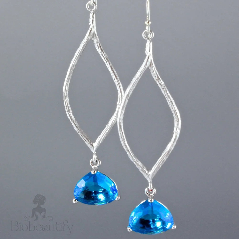 Ondine Blue Cubic Zirconia Earrings In Gold And Silver