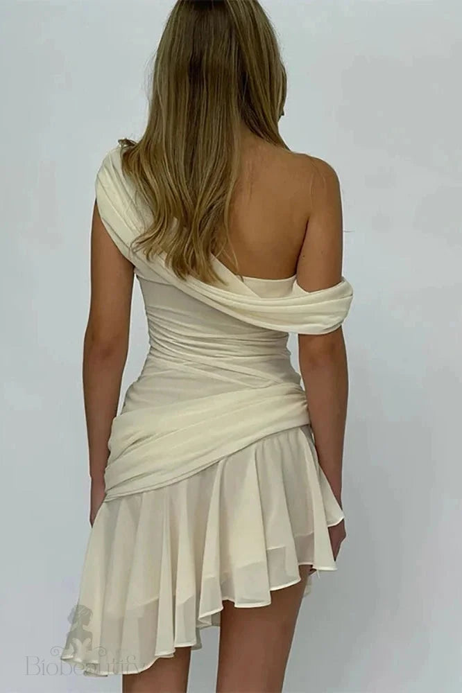 One Shoulder Backless High Waist Mini Dress