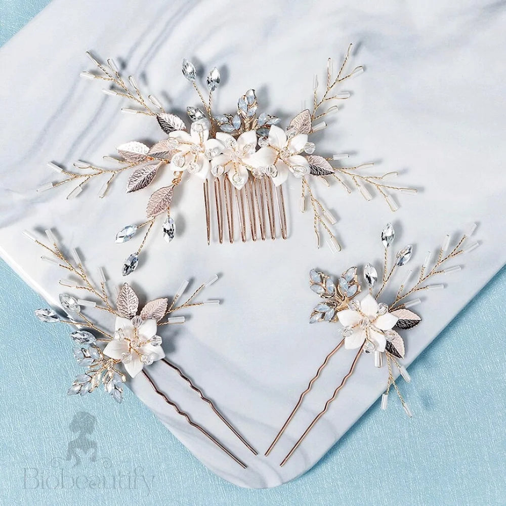 Opal Bridal Hair Comb And Pin Set By Amaryllis