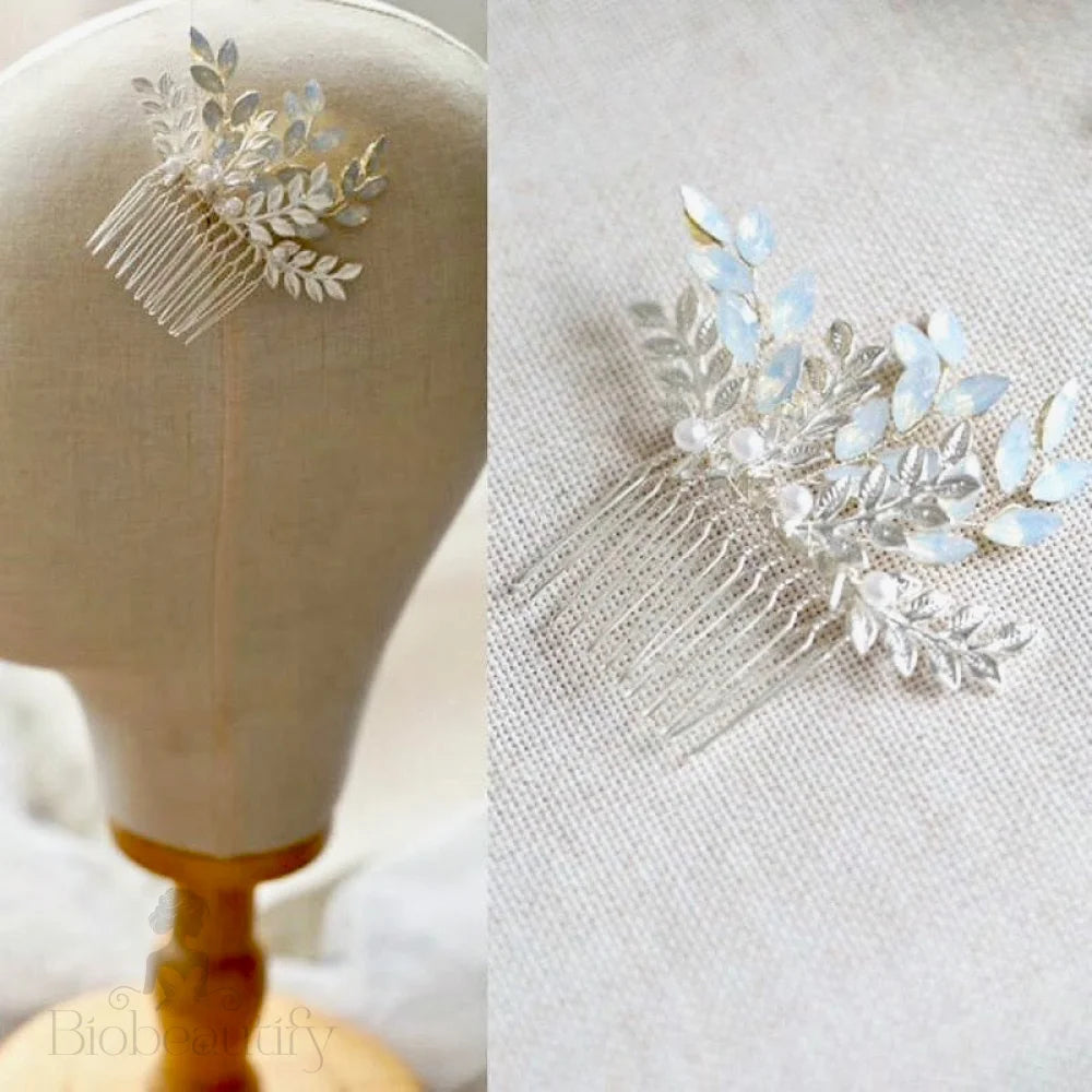 Wedding Hair Accessories - Swarovski Opal Bridal Hair Comb and Pin Set