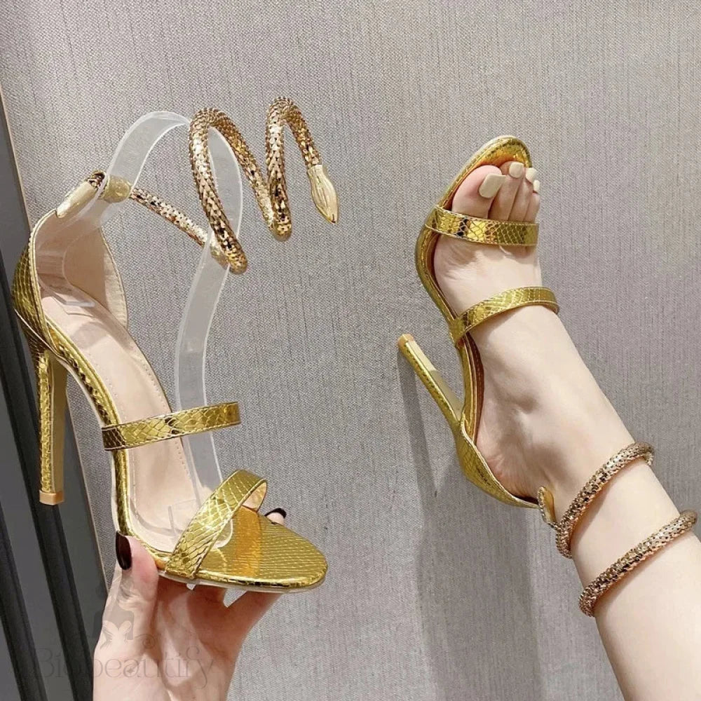 Open Toe Ankle Strap Women Sandals With Sexy Hollow Out Thin High Heels