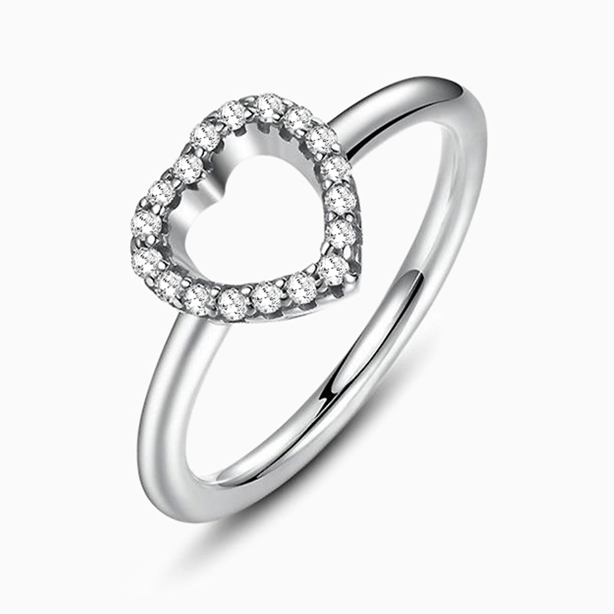 Heart Open Ring 5 / 925 Sterling Silver