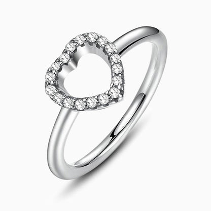 Heart Open Ring 5 / 925 Sterling Silver