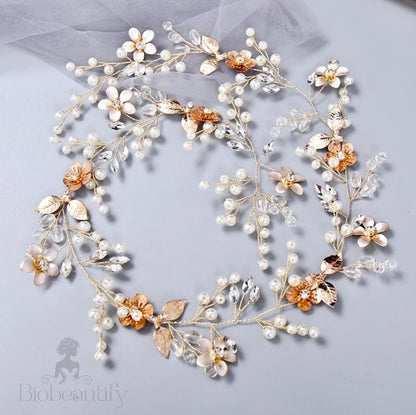 Wedding Hair Accessories - Pearl and Crystal Bridal Hair Vine - Available in Silver and Yellow Gold