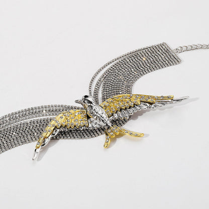 Opulent Crystal Bird Layered Tennis Choker Necklace