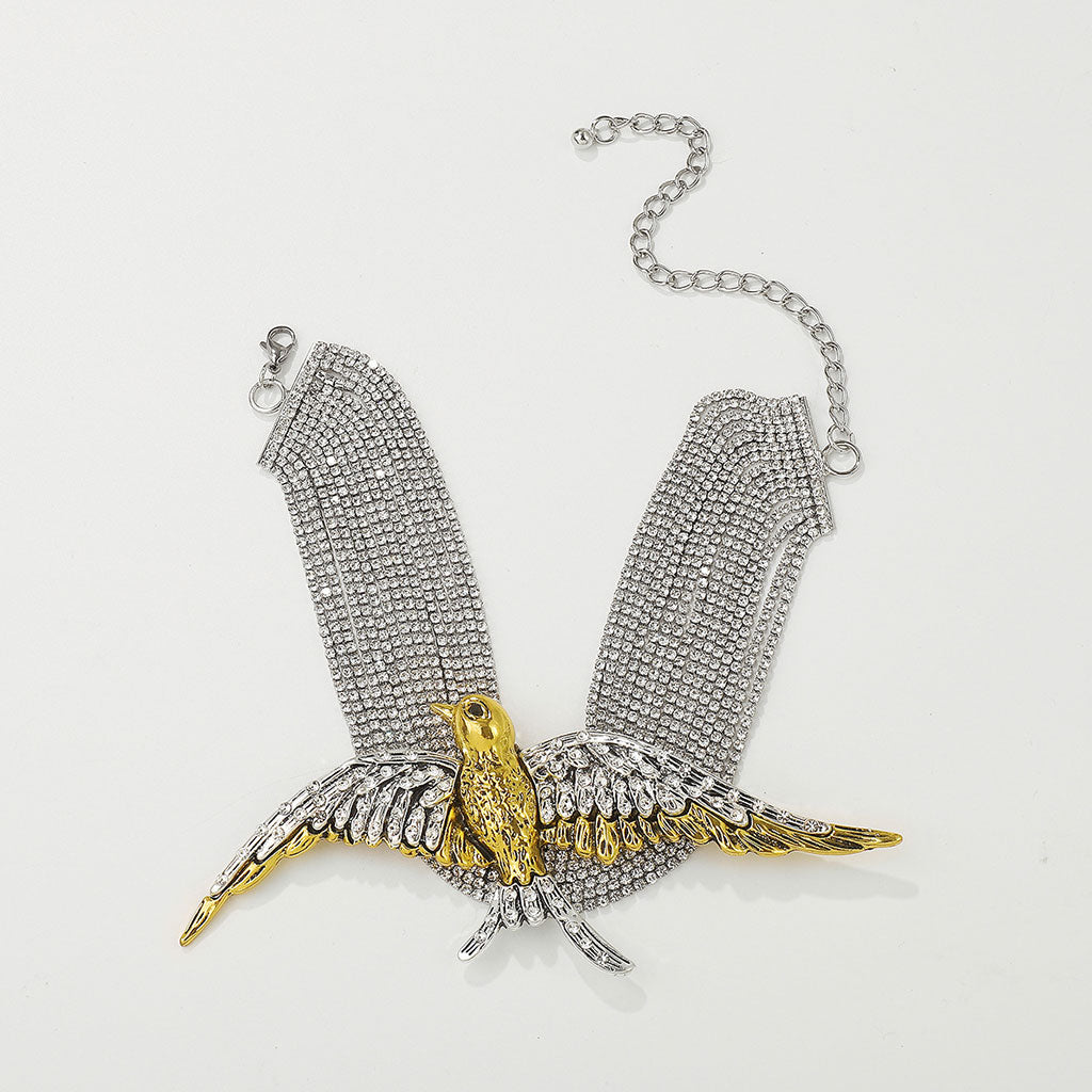 Opulent Crystal Bird Layered Tennis Choker Necklace