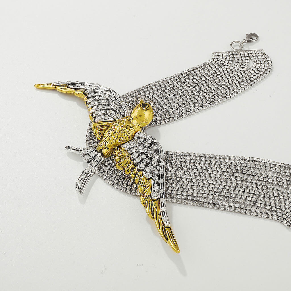 Opulent Crystal Bird Layered Tennis Choker Necklace