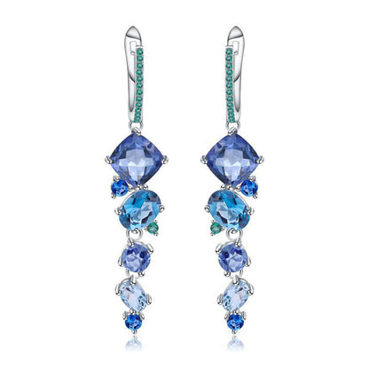 Mixed Shape Swiss Blue Topaz Mystic Quartz Drop Earrings / One Size