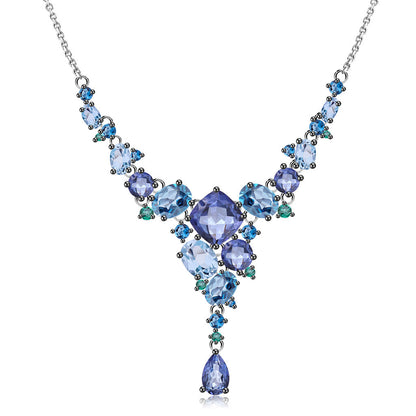 Swiss Blue Topaz Mystic Quartz Pendant Necklace / One Size