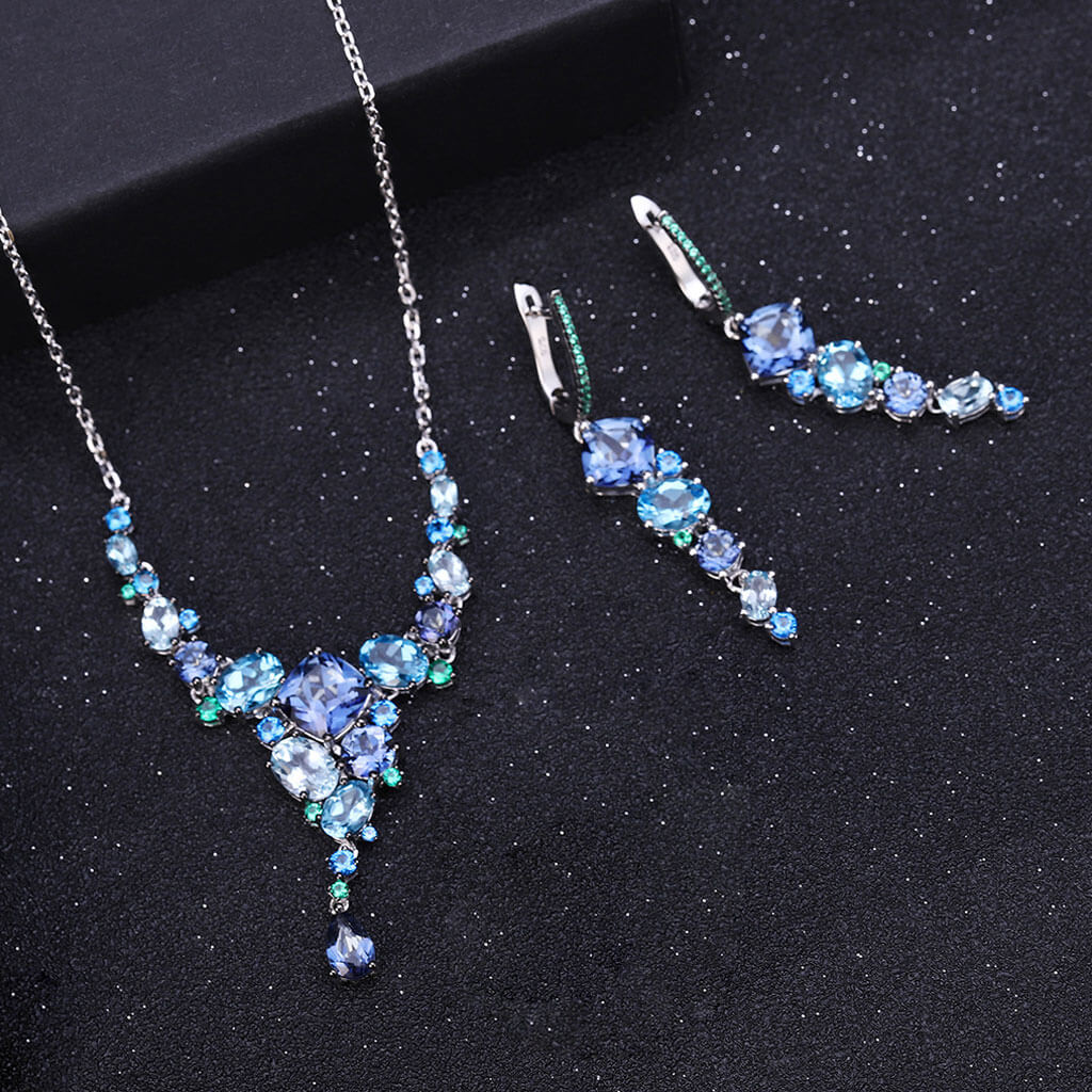 Swiss Blue Topaz Mystic Quartz Pendant Necklace