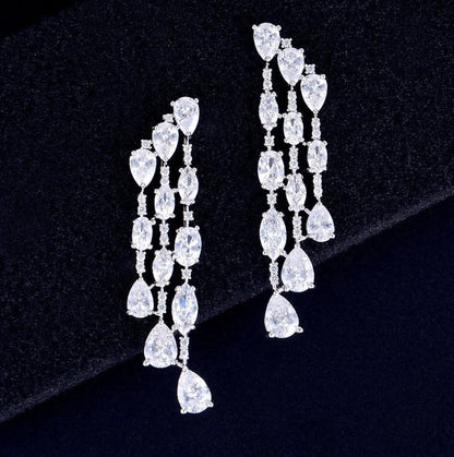 Ornella Silver Zirconia Bridal Earrings