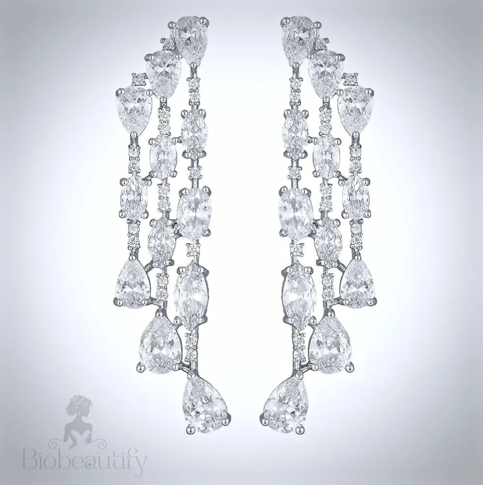 Ornella Silver Zirconia Bridal Earrings