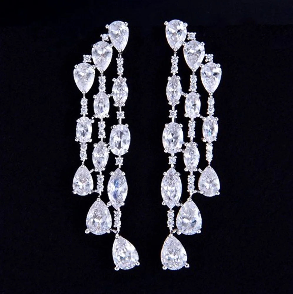 Ornella Silver Zirconia Bridal Earrings