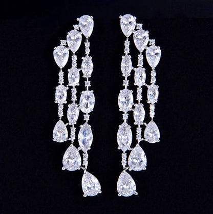 Ornella Silver Zirconia Bridal Earrings