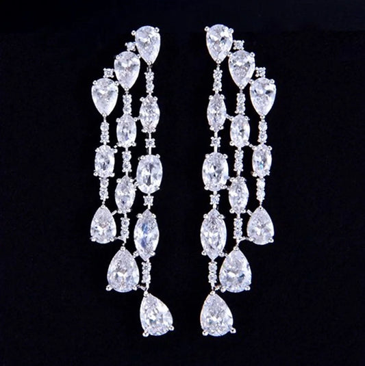 Ornella Silver Zirconia Bridal Earrings