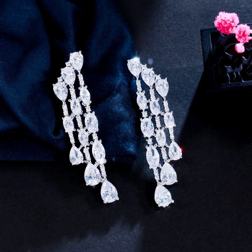 Ornella Silver Zirconia Bridal Earrings