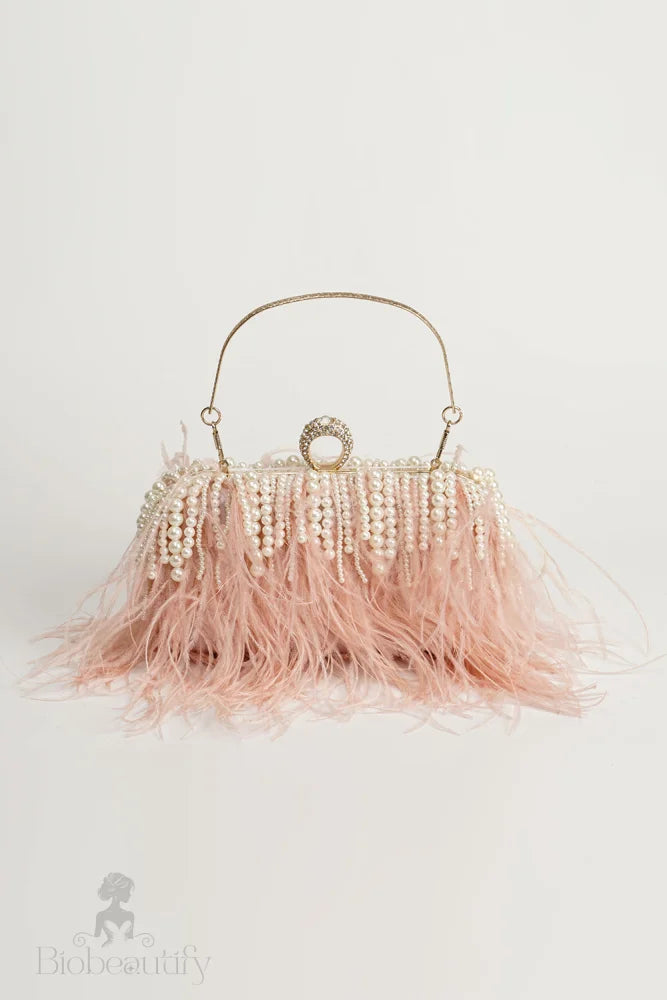 Ostrich Feather Blush Vintage Evening Bag