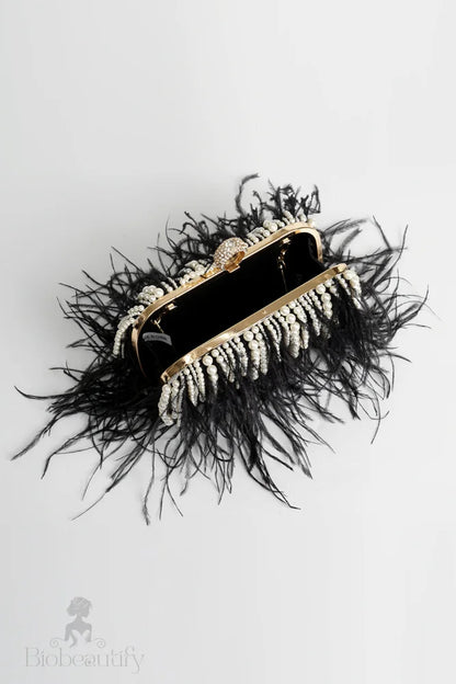 Ostrich Feather Blush Vintage Evening Bag