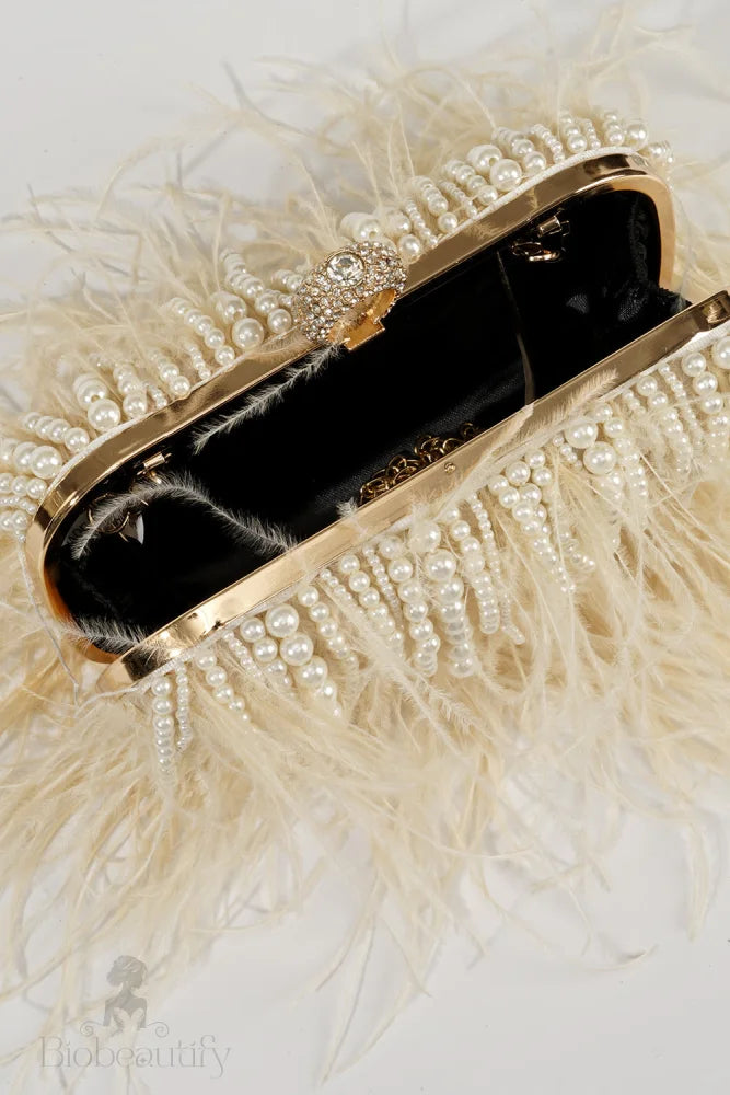 Ostrich Feather Blush Vintage Evening Bag