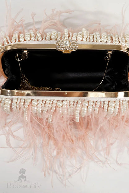 Ostrich Feather Blush Vintage Evening Bag