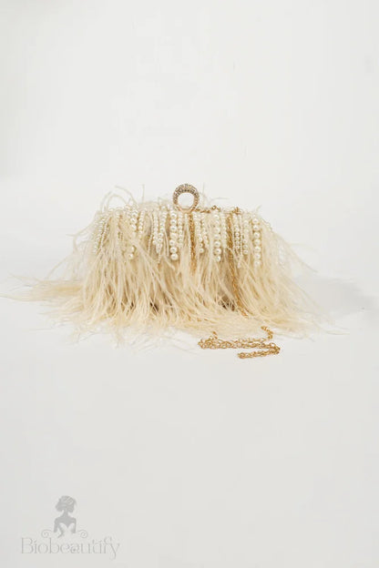 Ostrich Feather Blush Vintage Evening Bag