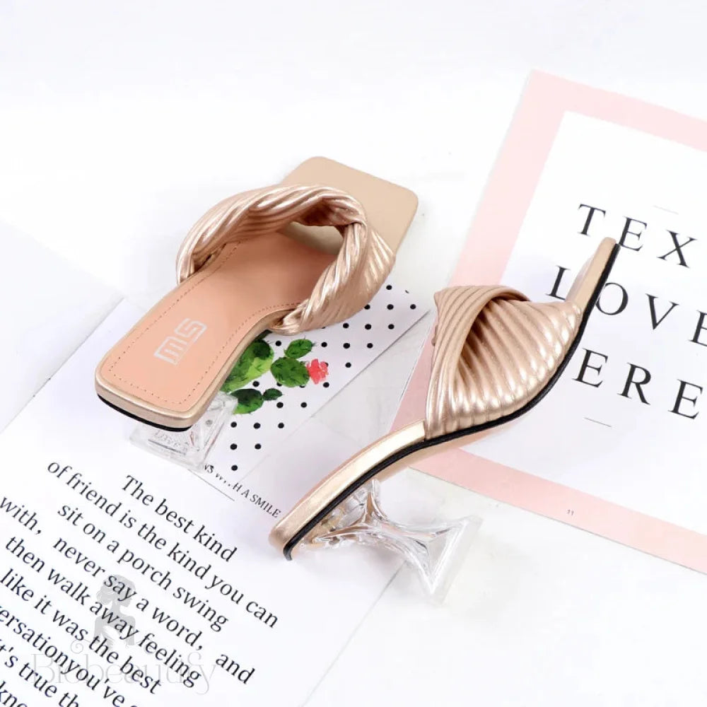 Outdoor Soft Leather High-Heeled Sandals