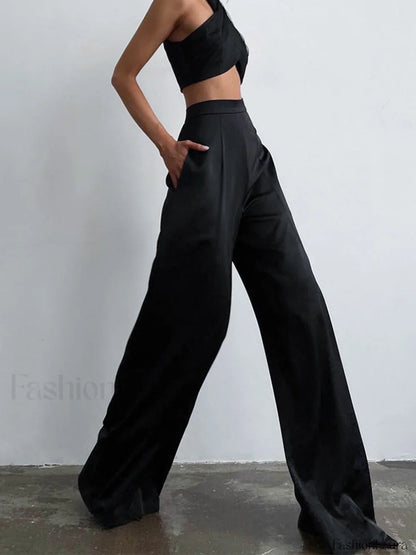 Oversized Satin Wide Leg Dress Pants Pants