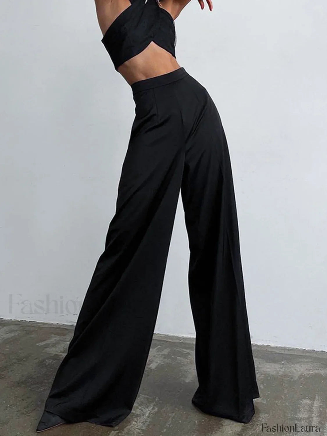 Oversized Satin Wide Leg Dress Pants Pants