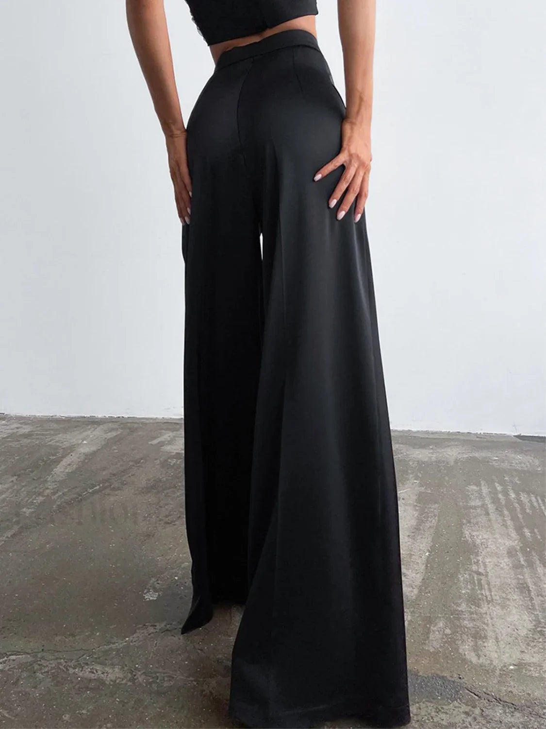 Oversized Satin Wide Leg Dress Pants Pants