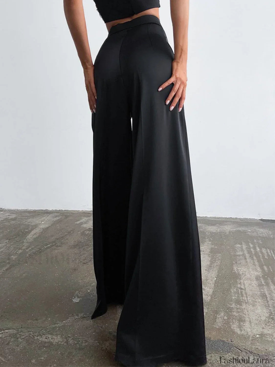 Oversized Satin Wide Leg Dress Pants Pants