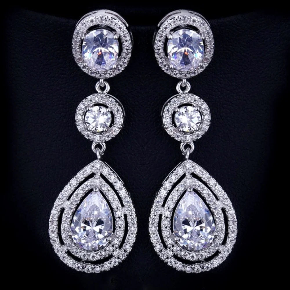 Paige Silver Cz Bridal Earrings