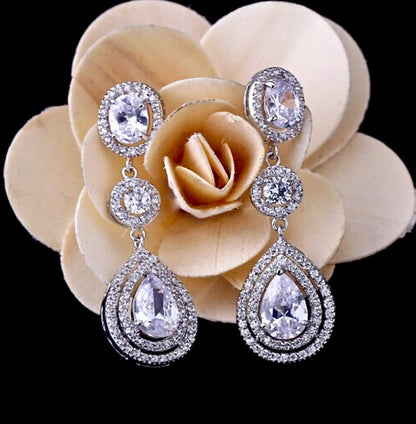 Paige Silver Cz Bridal Earrings