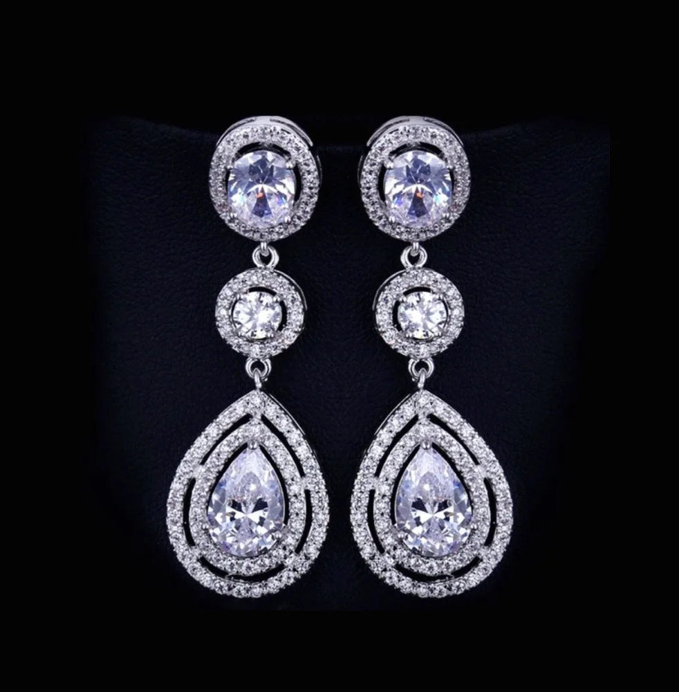 Paige Silver Cz Bridal Earrings