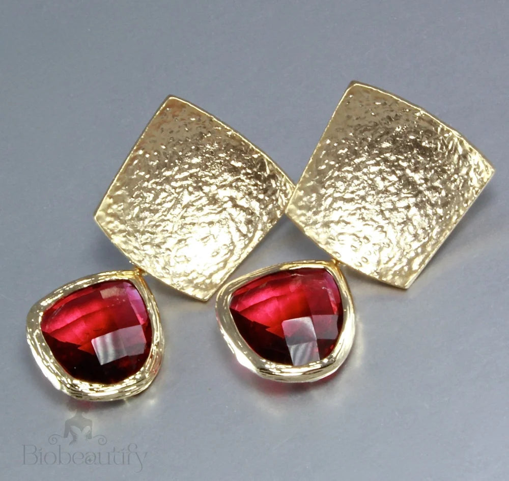 Passion Red Cubic Zirconia Earrings Multiple Color Options