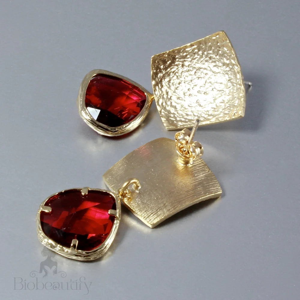 Passion Red Cubic Zirconia Earrings Multiple Color Options