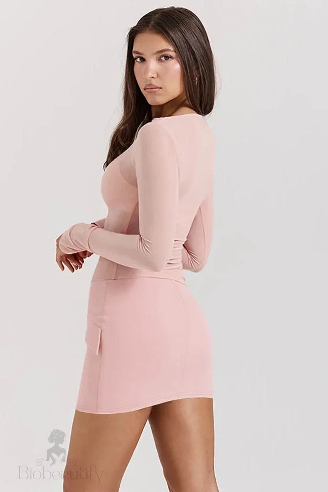 Patchwork 3-Piece Long Sleeve Mini Dress