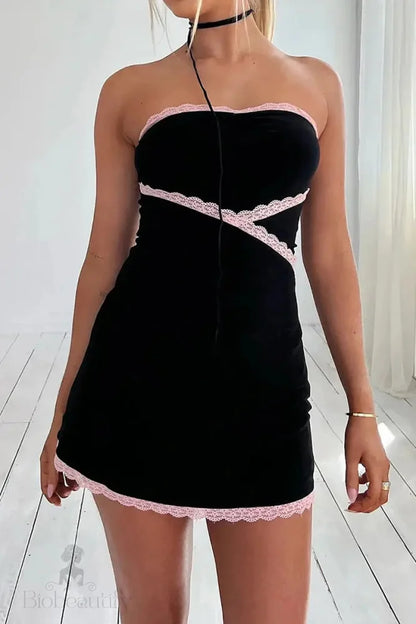 Patchwork Lace Bustier Mini Dress