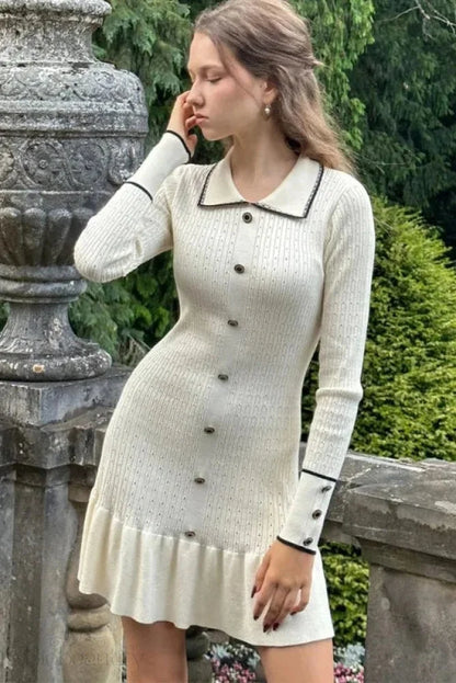 Patchwork Long Sleeve Mini Dress