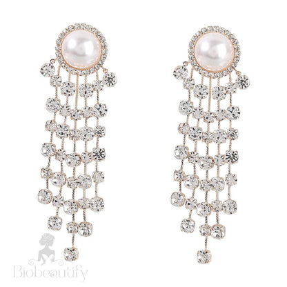 Pearl And Crystal Chandelier Earrings In Gold