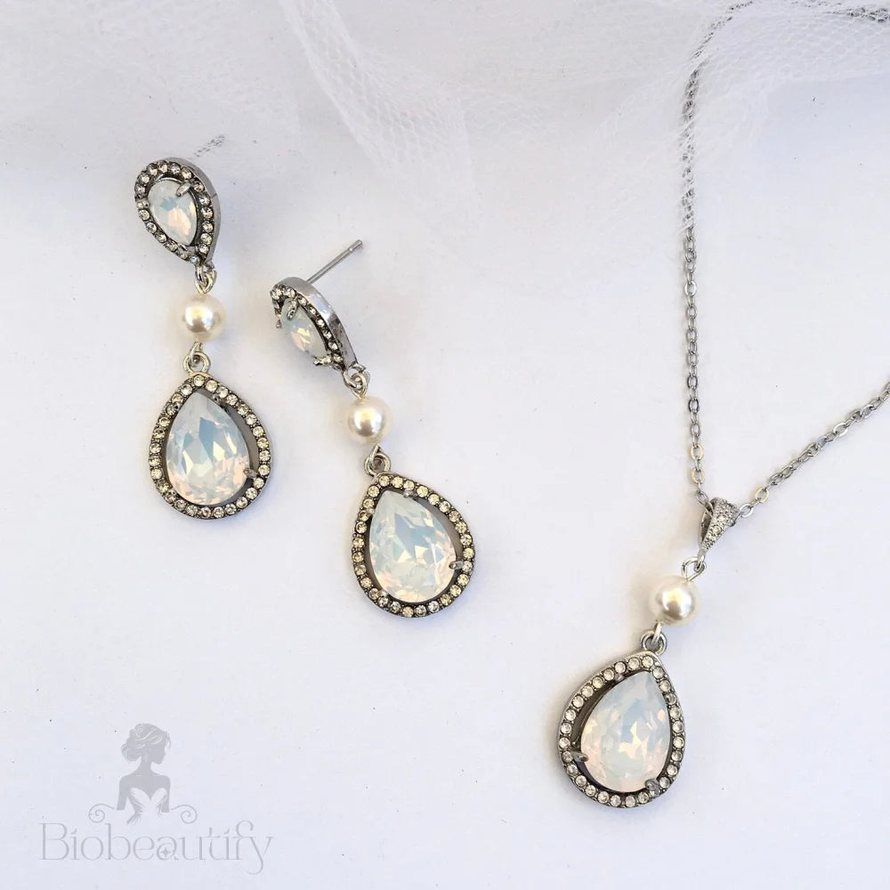 Pearl And Opal Wedding Jewelry Set