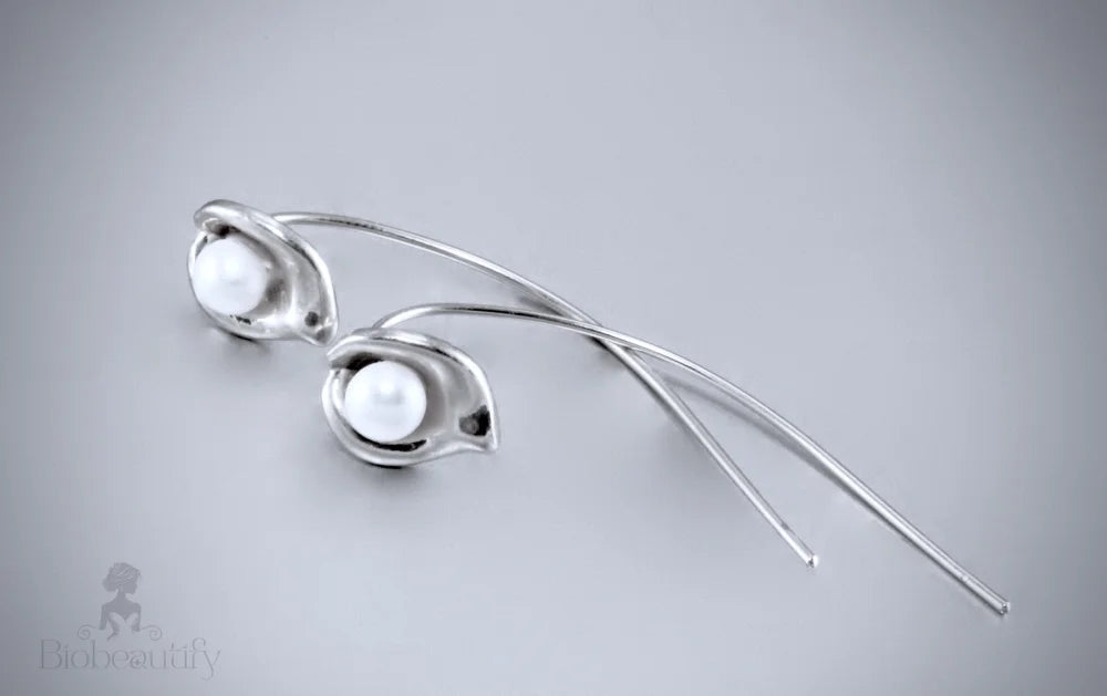 Lily - Pearl Calla Lily Bridal Earrings - Available in Gold and Silver