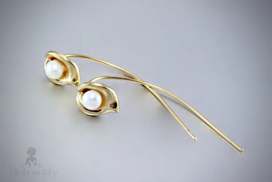 Lily - Pearl Calla Lily Bridal Earrings - Available in Gold and Silver