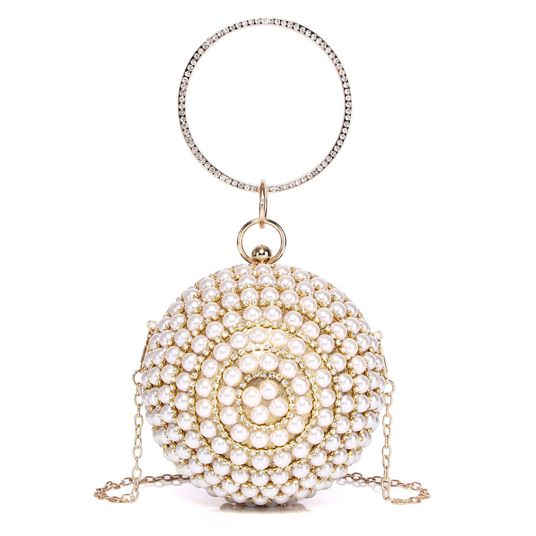Gold Disco Ball Handle Party Bag With Pearlized Rhinestones One Size /
