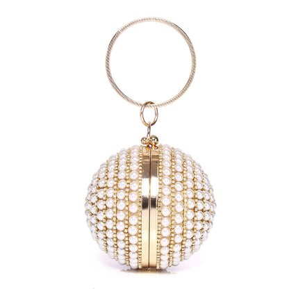 Gold Disco Ball Handle Party Bag With Pearlized Rhinestones