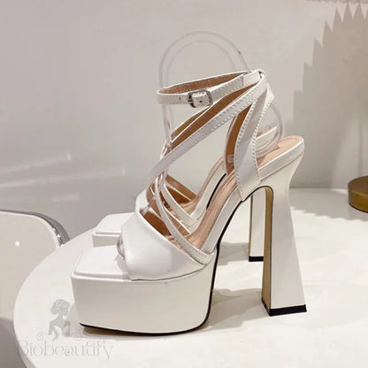 Peep Toe Ankle Buckle Strap High Heels Sandals For Women - Street Style Fashion Platform Shoes