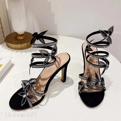 Peep Toe Butterfly Thin Heels Sandals For Women