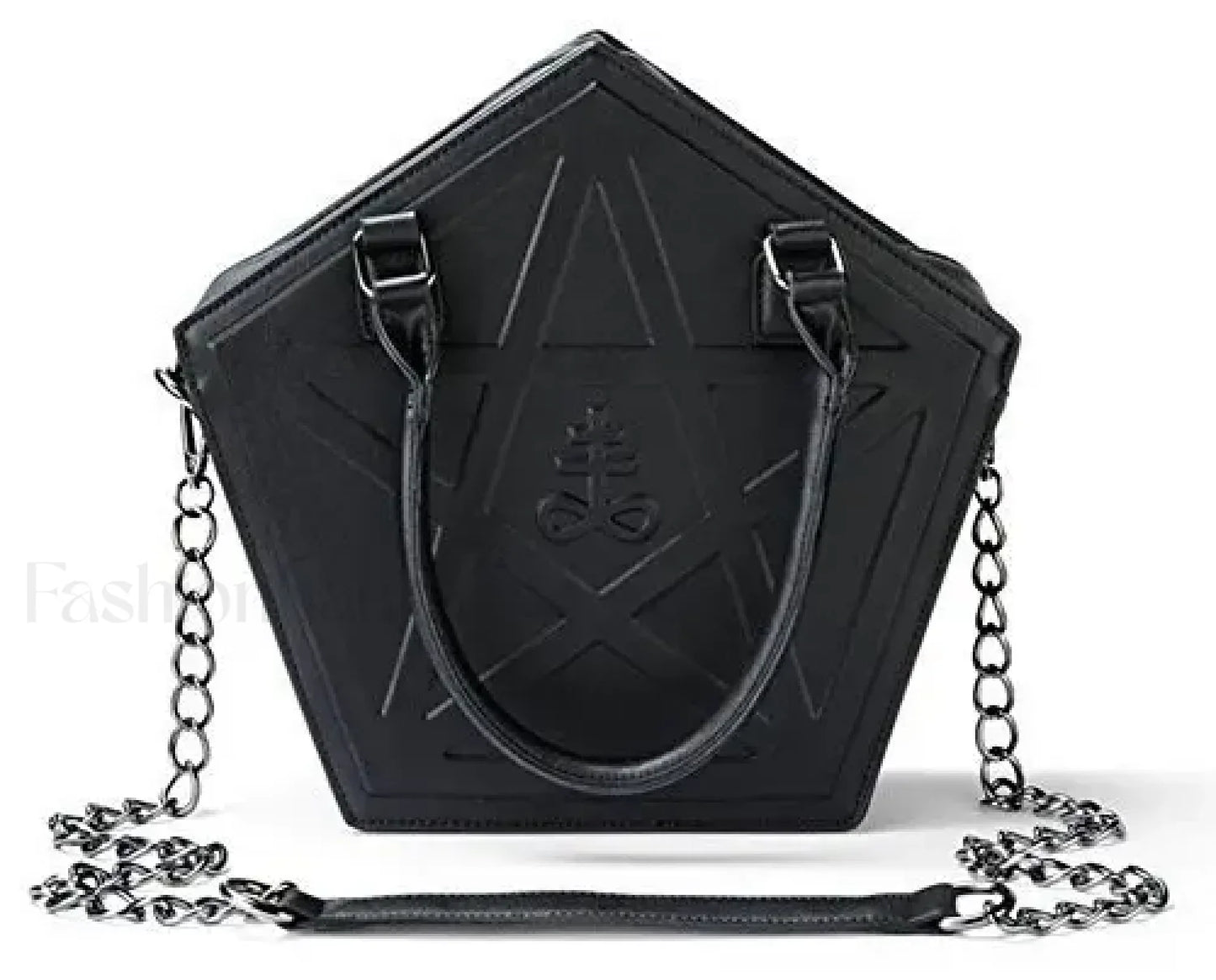 Pentagram Darkness Gothic Soft Leather High Quality Chain Bag Black / (30cm