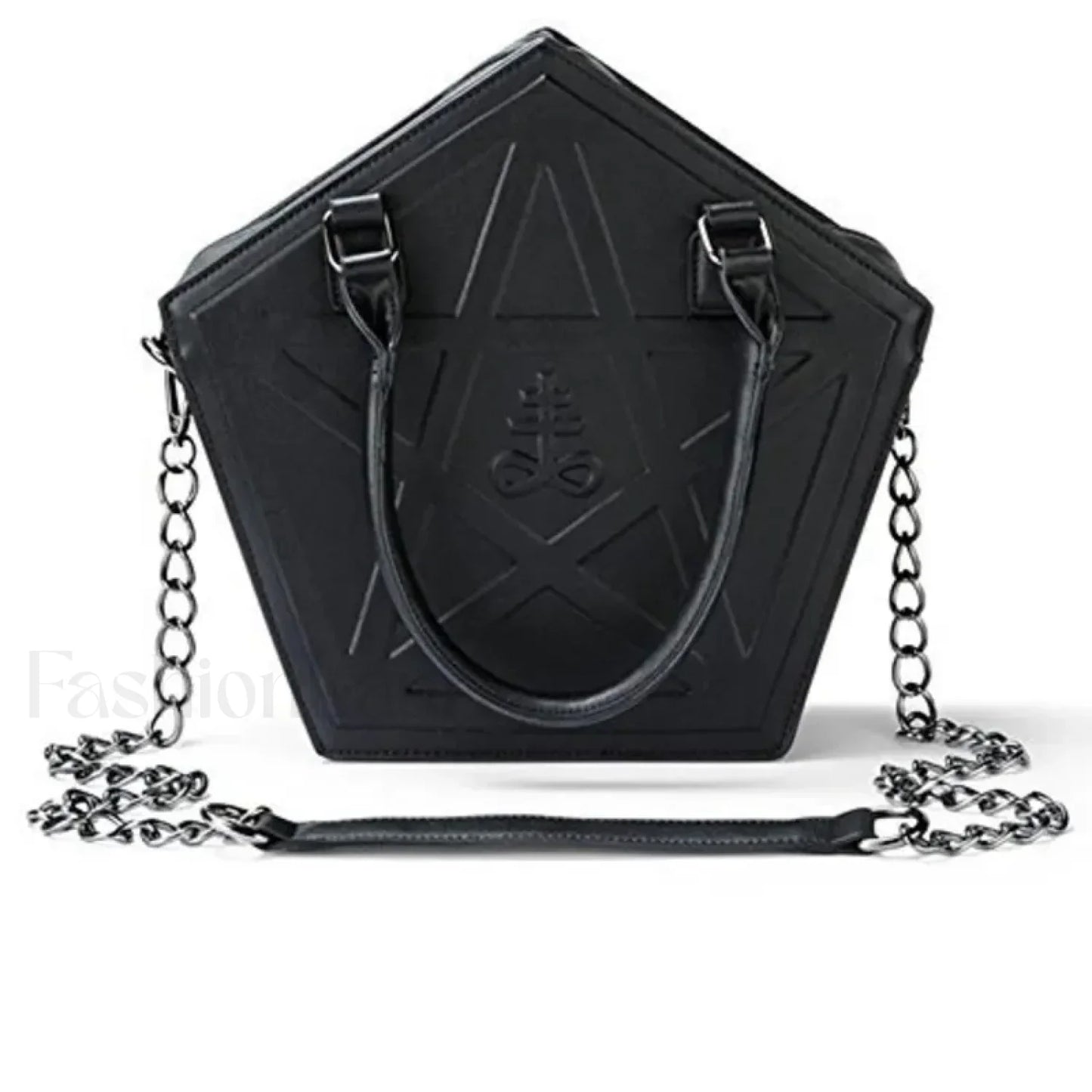 Pentagram Darkness Gothic Soft Leather High Quality Chain Bag Black / (30cm